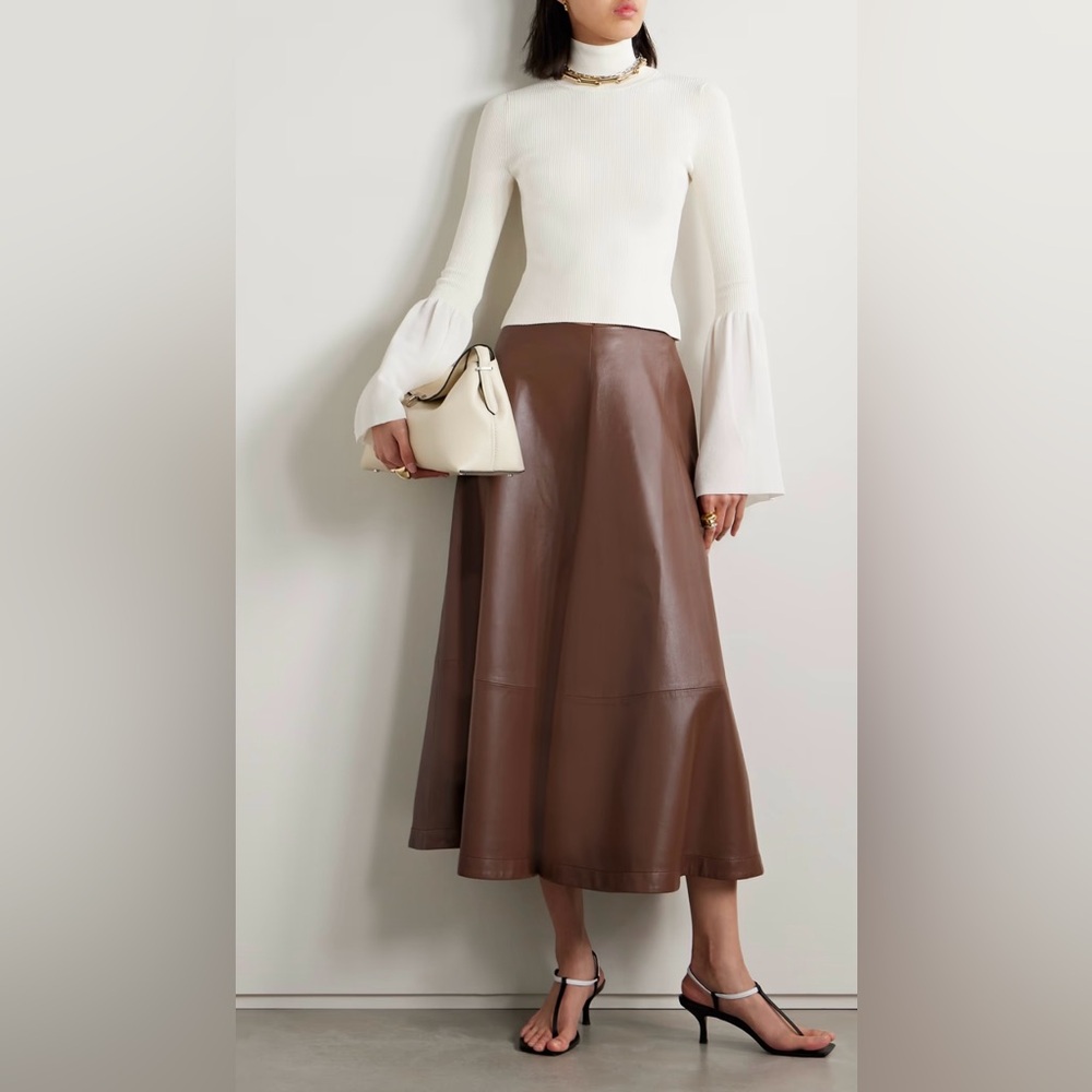 Altuzarra Dana Ribbed Stretch-Knit Dramatic Cuff Sleeve Sweater